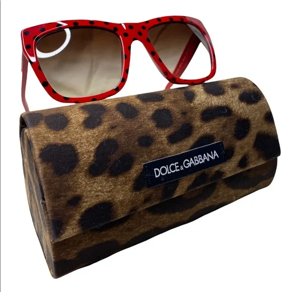 Dolce and Gabbana Red w/ Black Polka Dot Sunglasses Dolce Gabbana Black Red Polka Dot Eyeglass Frames w/Case  main image 4